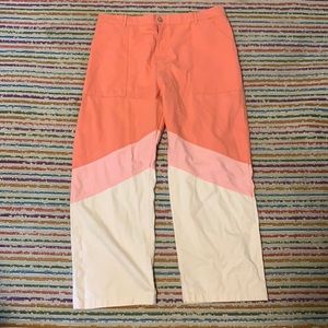 Big Bud Press pink & cream striped work pants RARE